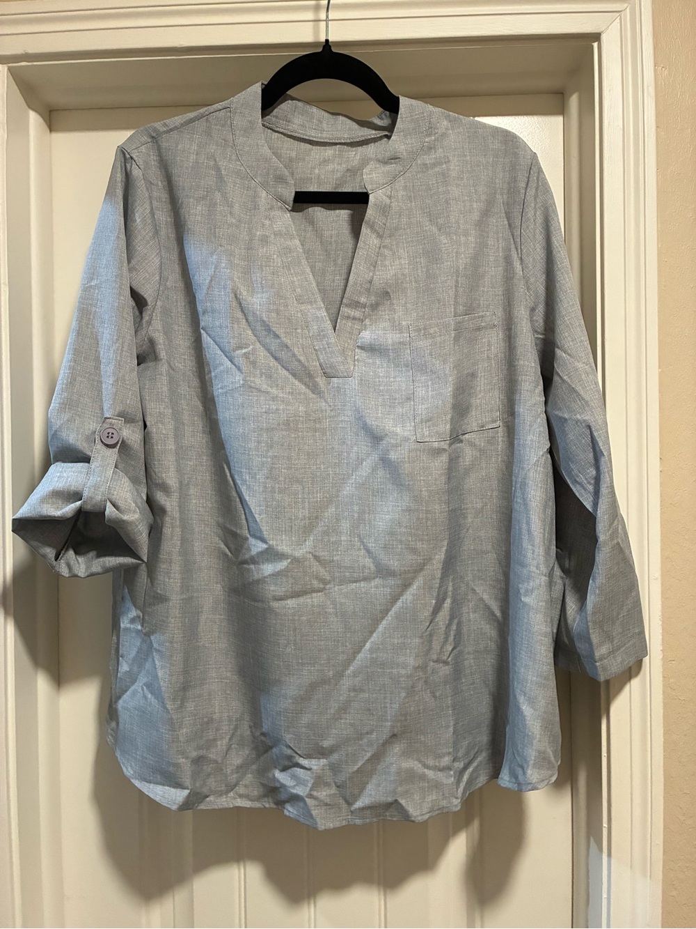 Light Gray Men's Split-Neck Shirt